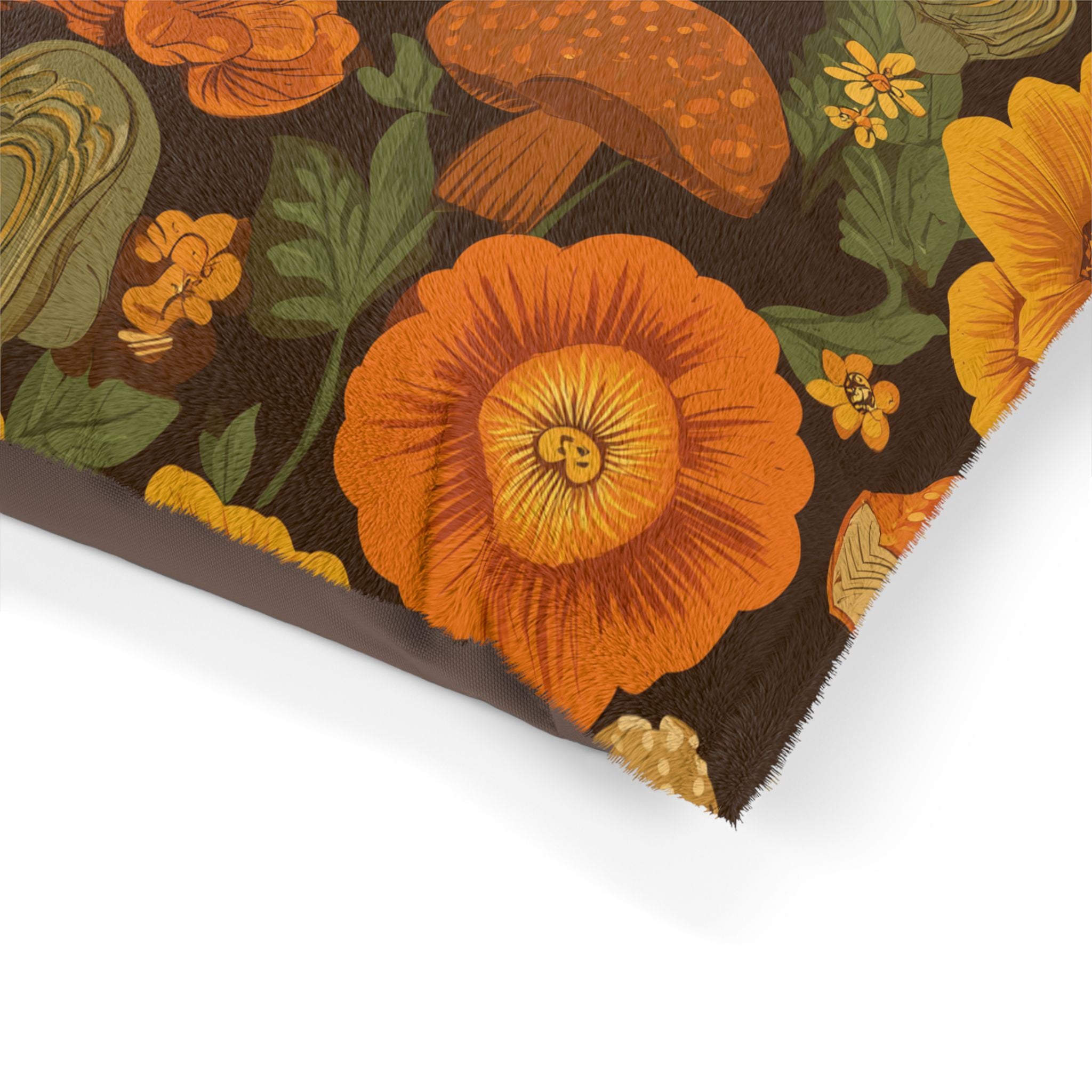 Retro Mushroom & Poppy Pet Bed